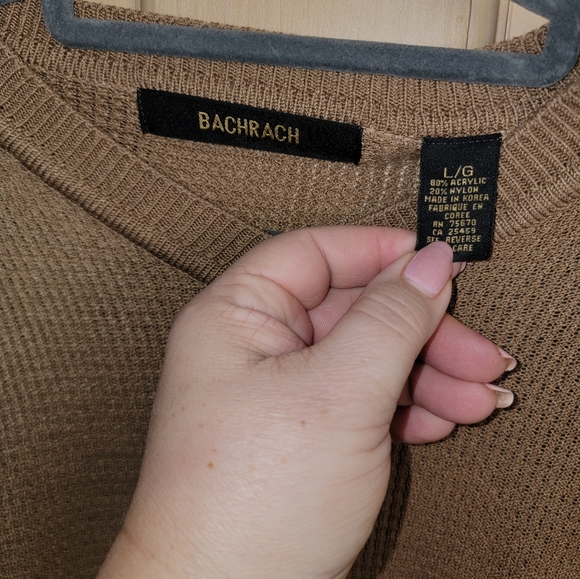 Mens sz L Bachrach EUC Vintage tan brown sweater - Picture 5 of 5